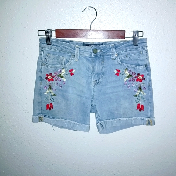 Vigoss 27  16 Girls Floral Embroidered Jeans Shorts Kids - Picture 1 of 10